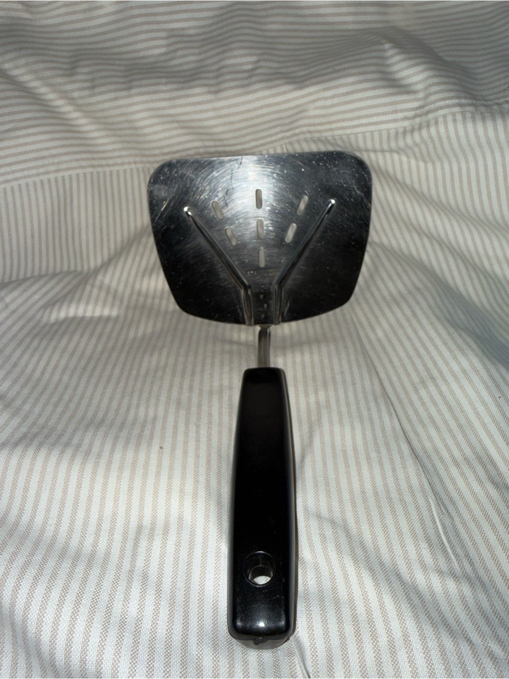 Vintage Black Handle Stainless Steel Slotted Spatula - Kitchen Turner